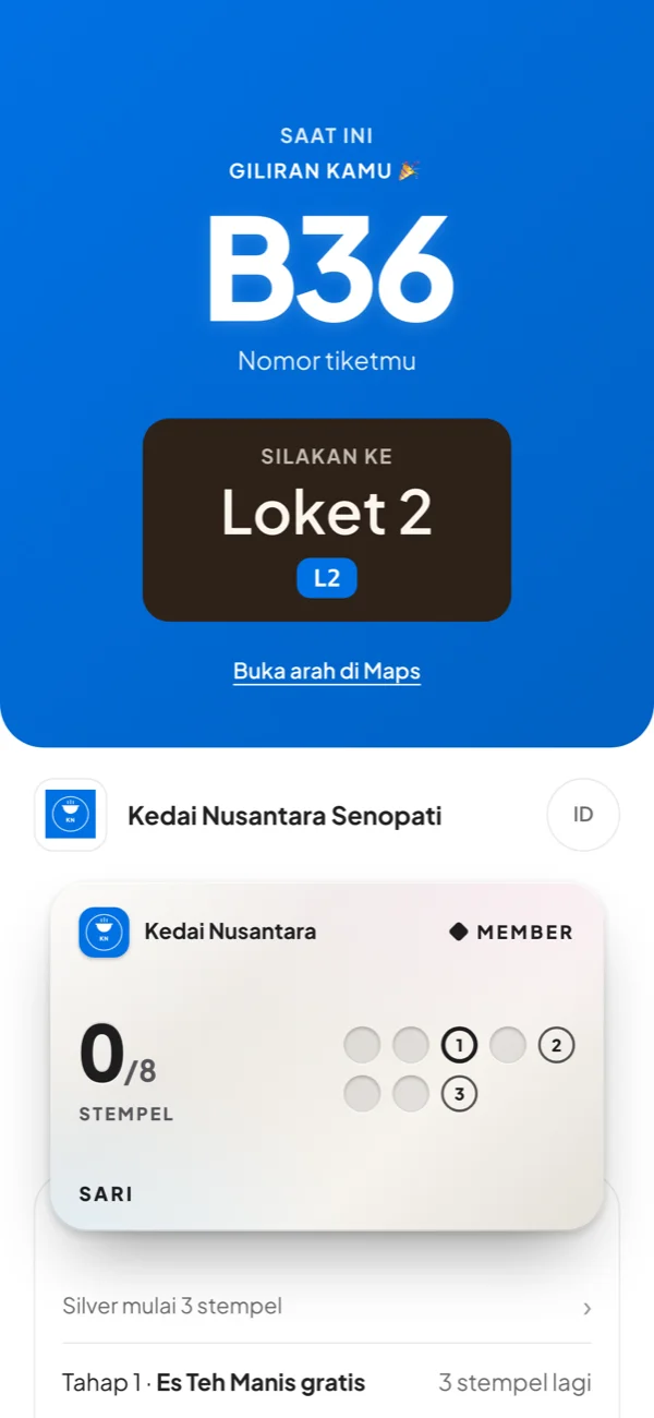 Tiket Welkam di HP tamu yang menyebut loket tujuan